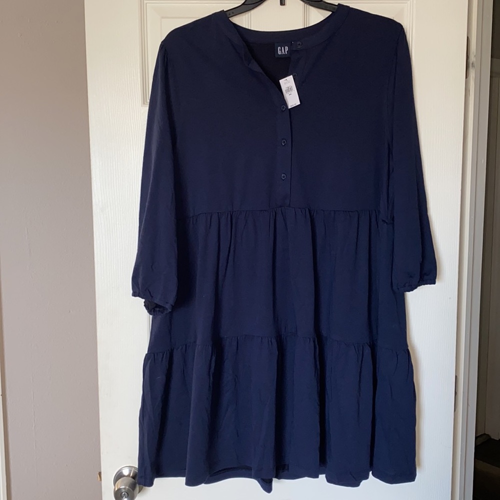 NWT GAP - Navy Blue Puffed Tiered Mini Dress
